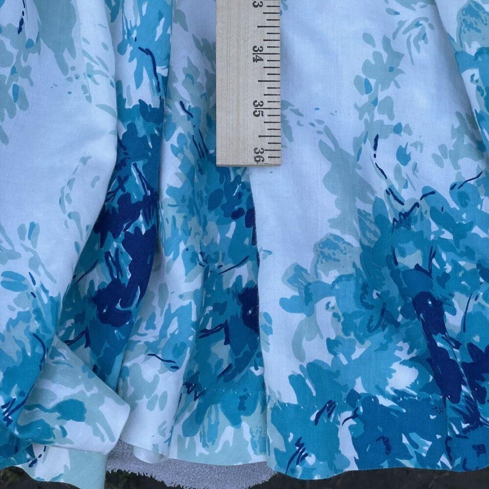Flared Anabelle Dress Women's 2 Maple White Blue Cotton Vintage Anthropologie - Picture 16 of 16